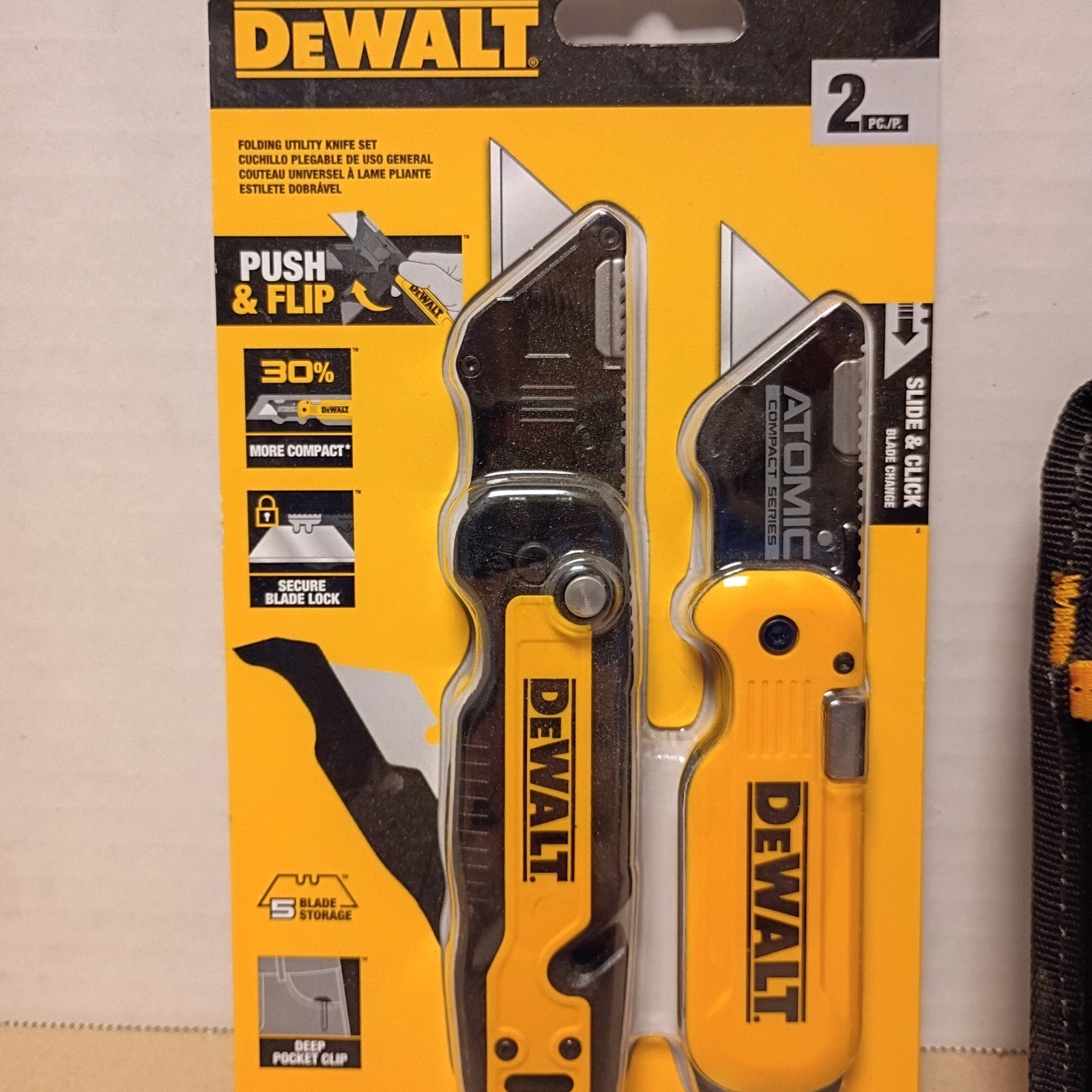 DeWalt Lot Of 2 Utility Knives and A Smartphone Holder Case With Belt Clip