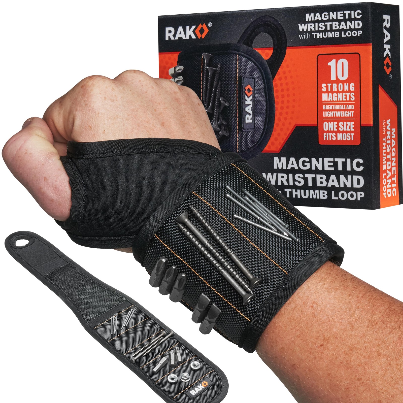 Magnetic Wristband, Thumb Loop for Holding Screws, Nails, Drill Bits for Men …