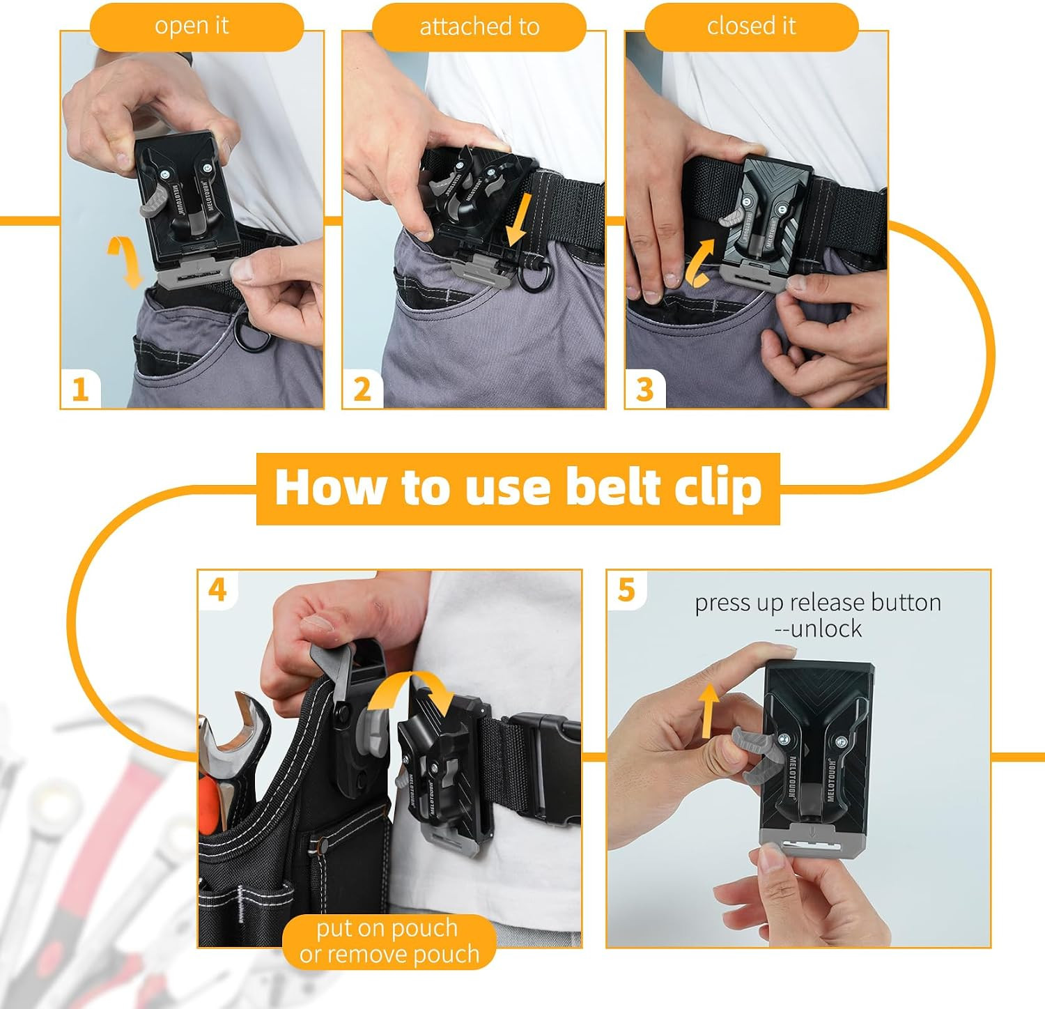 Professional Small Electrician Tool Pouch for Tool Belt Pockets with Belt Clip A