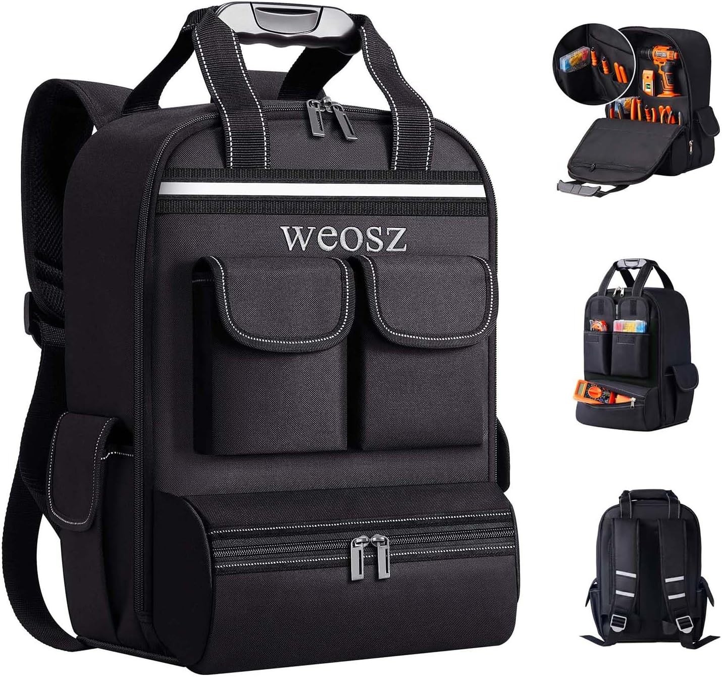 Tool Backpack Men 18 Inch Heavy Duty Waterproof Multiple Pockets Tool Bag