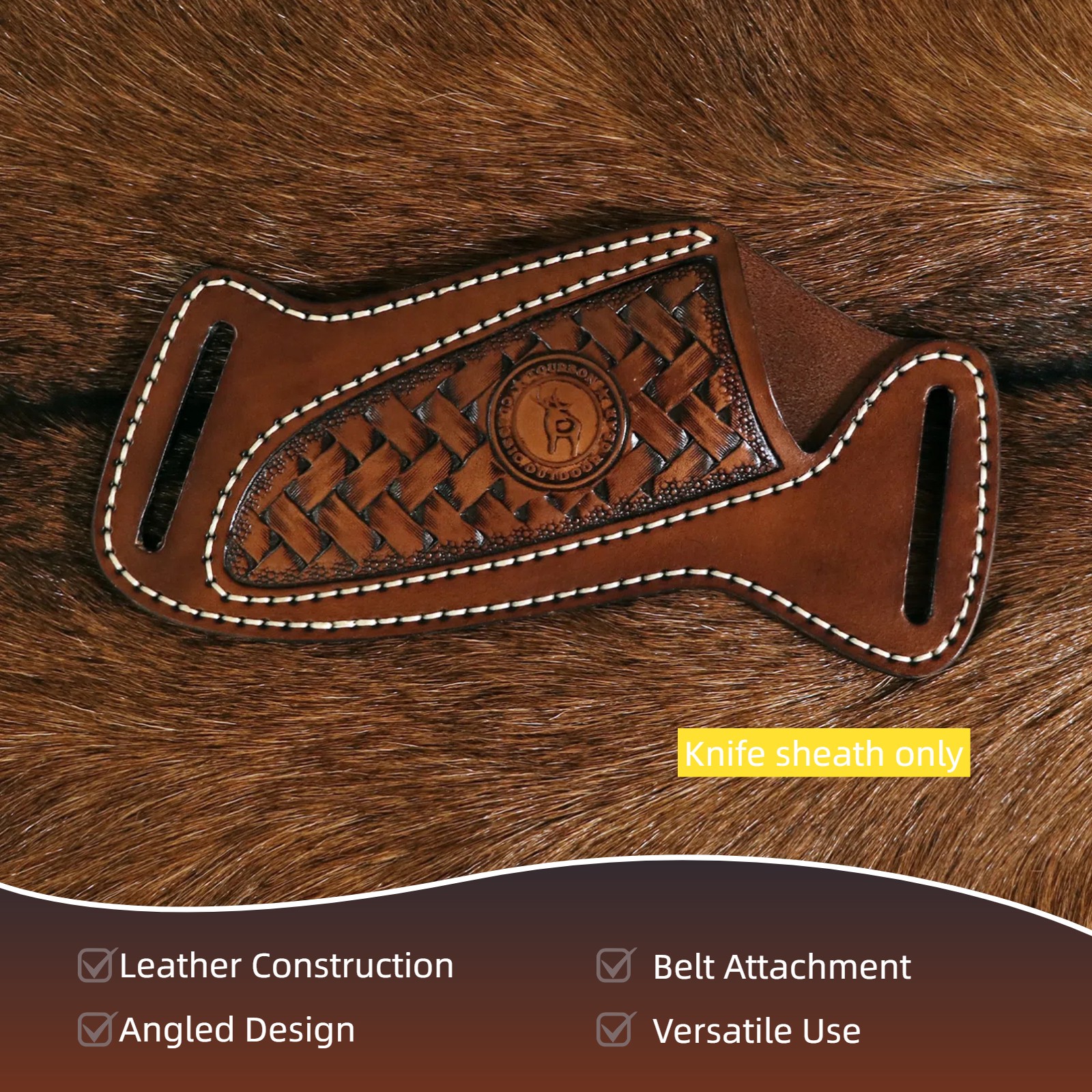TOURBON Leather Fixed Blade Knife Sheath Belt Pouch EDC Knives Case Camping