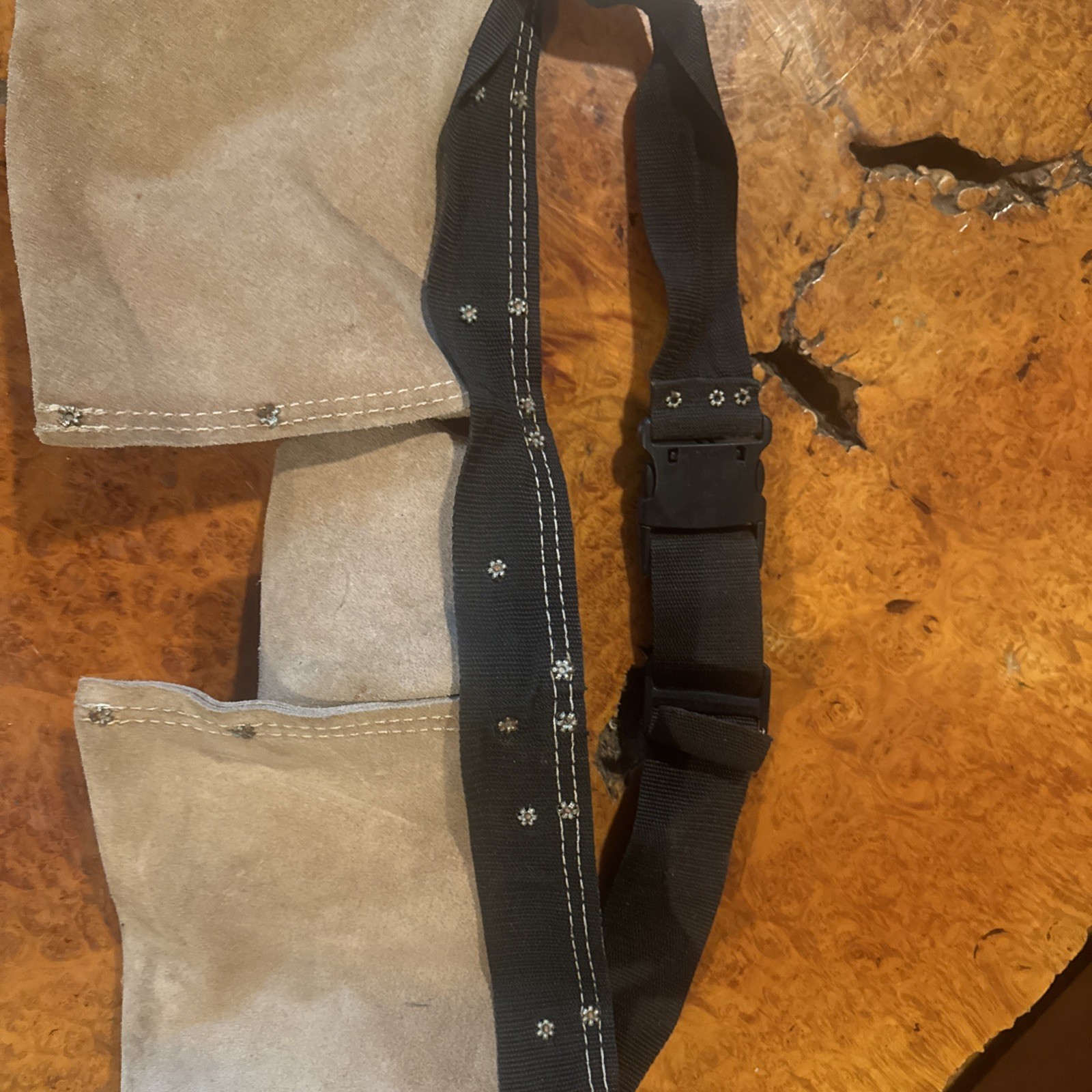 Rooster Suede Leather Tool Belt Carpenter Work Belt Beige Adjustable