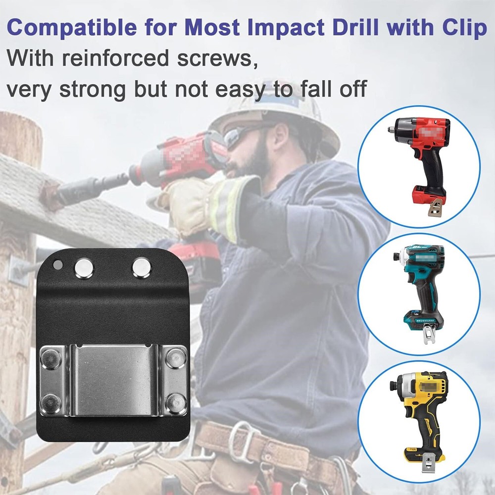 2PACK Clip On Tool Belt Cordless Drill Holder Tape Hook Holster Black