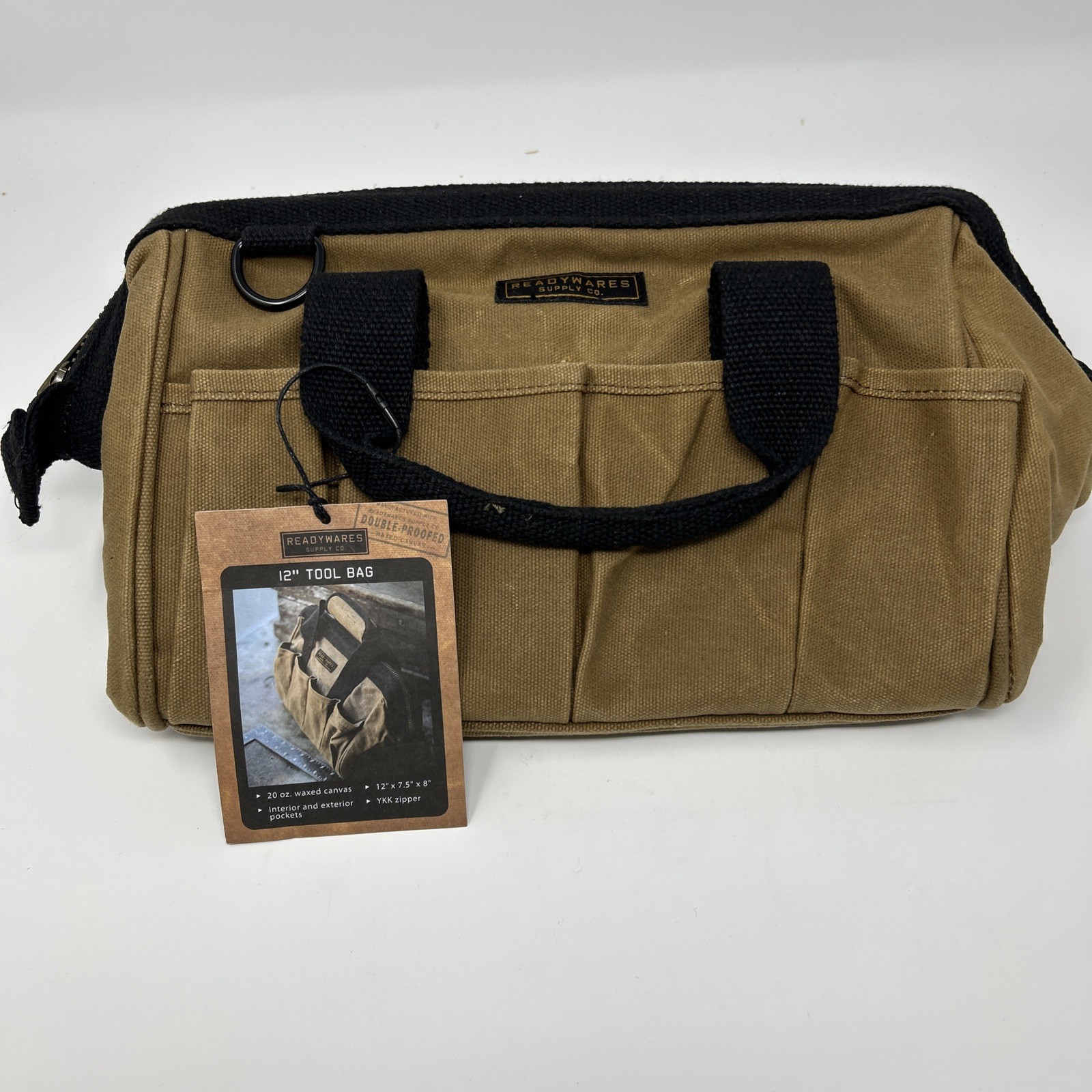 Readywares 12″ Tool Bag, Heavy Duty Waxed Canvas Bag Waterproof NWT
