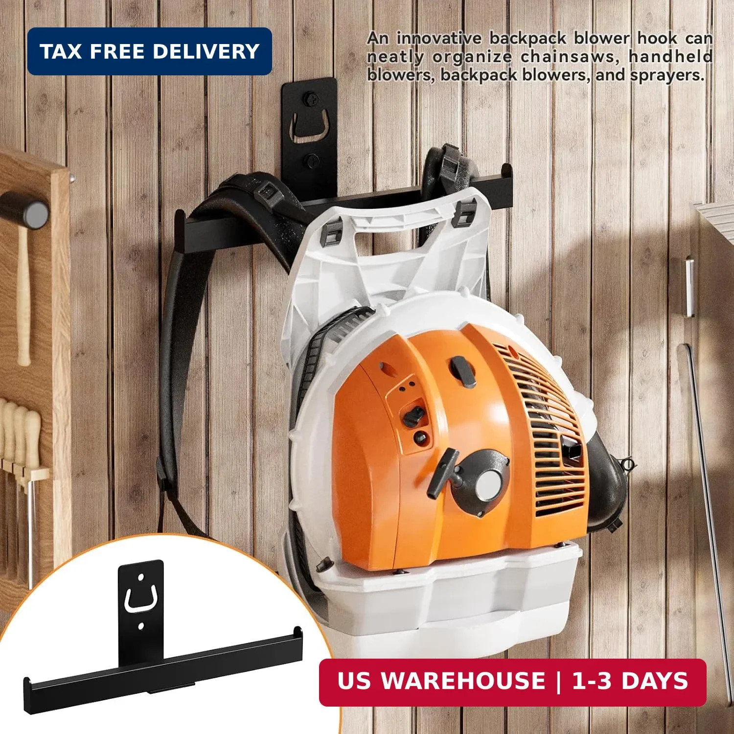 Backpack Leaf Blower Hanger, Heavy Duty Chainsaw Wall Mount,1 Pack | Backpack Sp