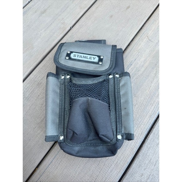 Stanley Tool Pouch Black Grey Nylon Multi Pocket Belt Attachment Organizer
