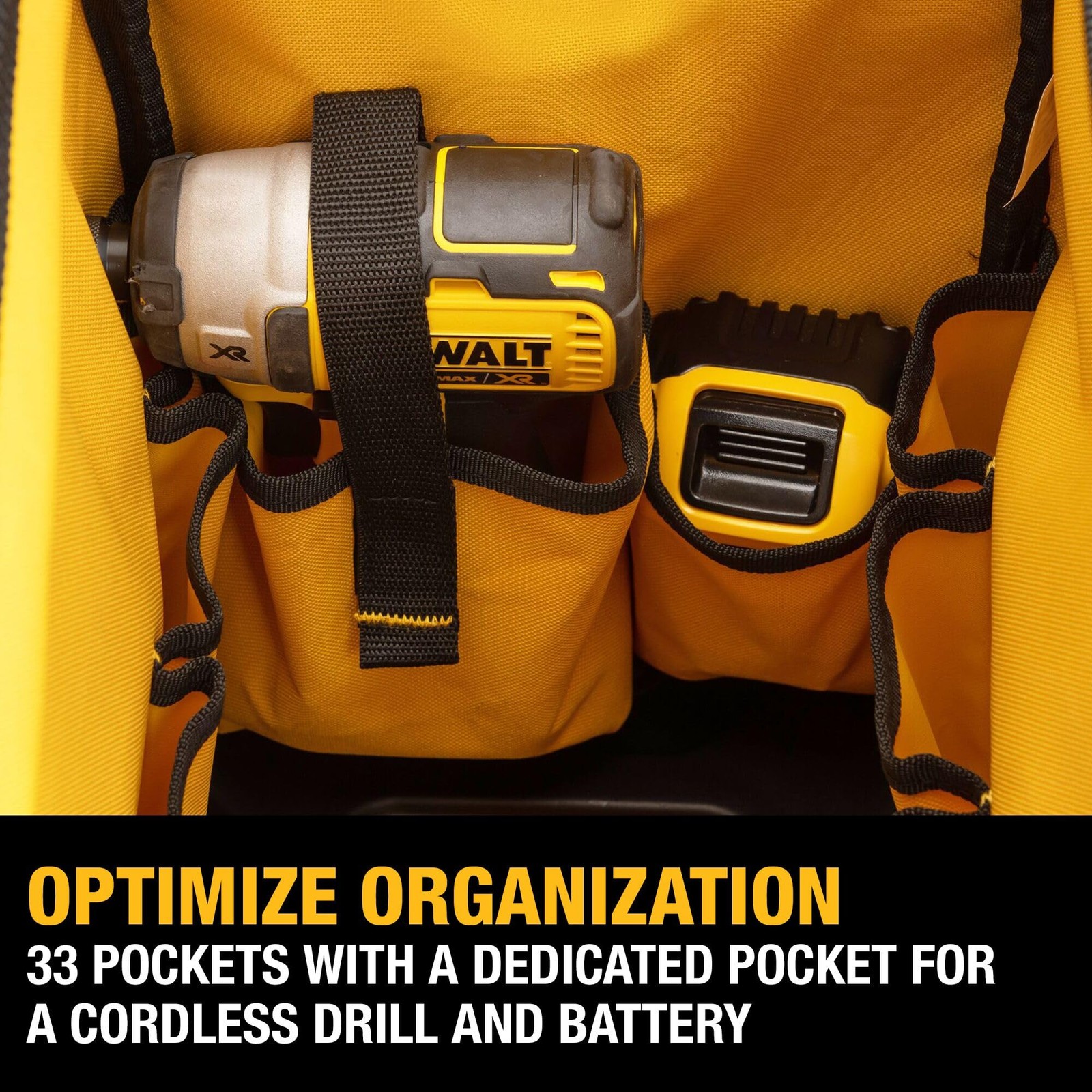 DEWALT Tool Bag, Water Resistant, Hard Bottom, 20-inch, Professional Tool Tote w