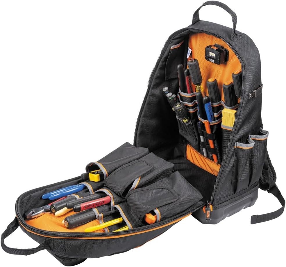 Extra-Large Electrician Tool Backpack, 40-Pocket Jobsite Bag**