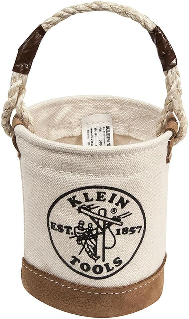 Klein Tools 5104MINI Mini Tool Bucket, All-Purpose Tool Bucket with Leather-Bott