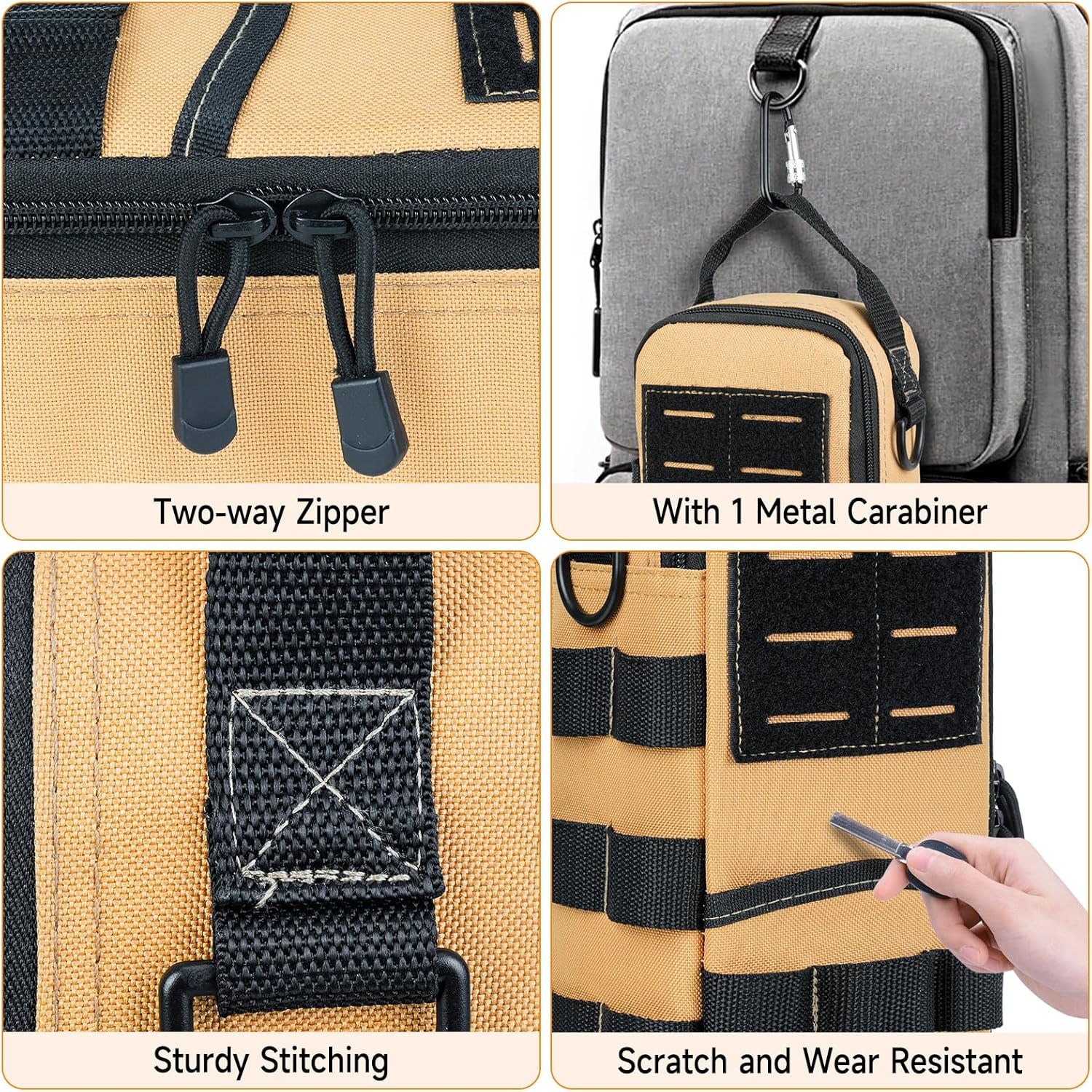 Small Tool Bag Brown Tactical Tool Pouch Organizer with Shoulder Strap