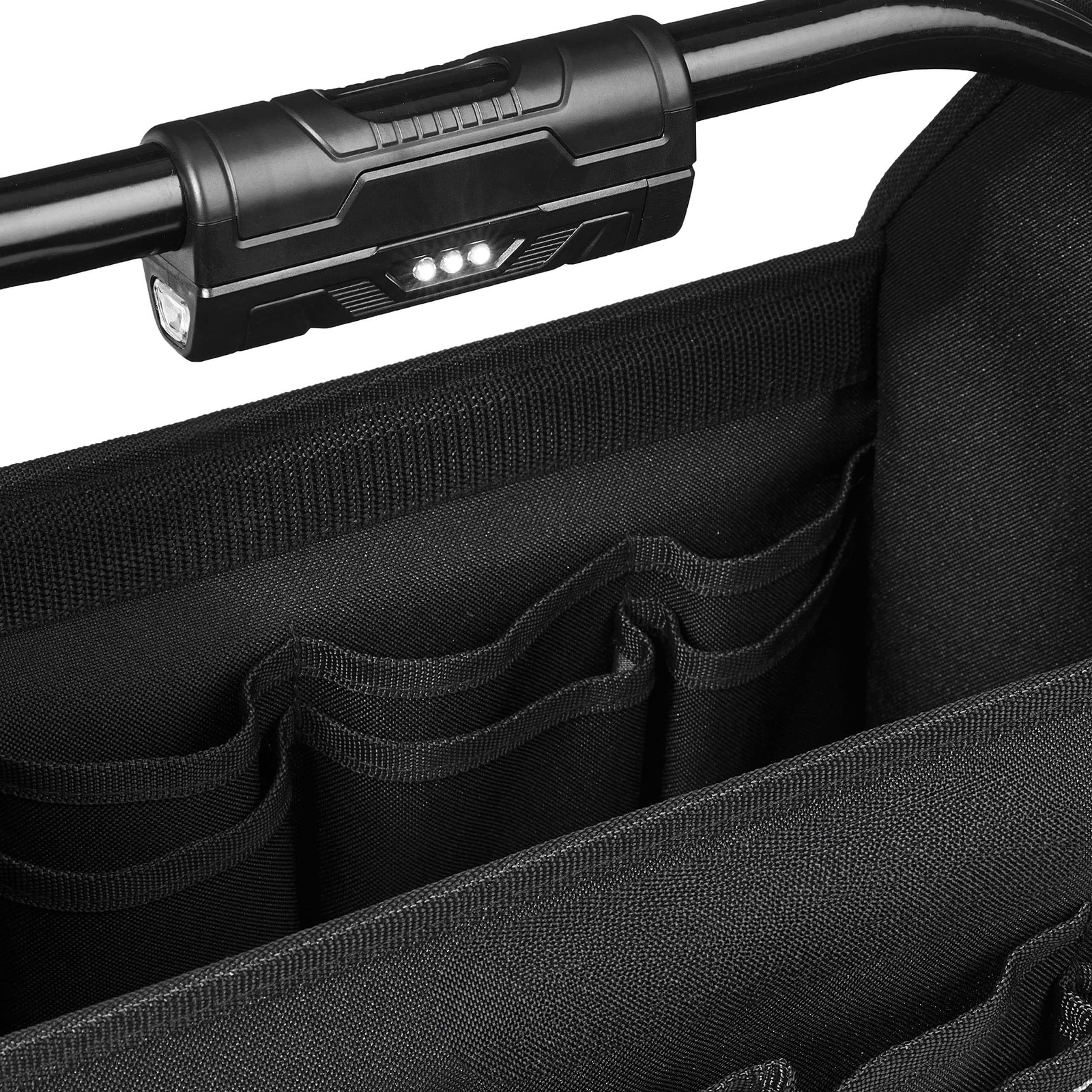 Retailer Basics Tool Bag Organizer Led Light 30 Pockets Adjustable Shoulder