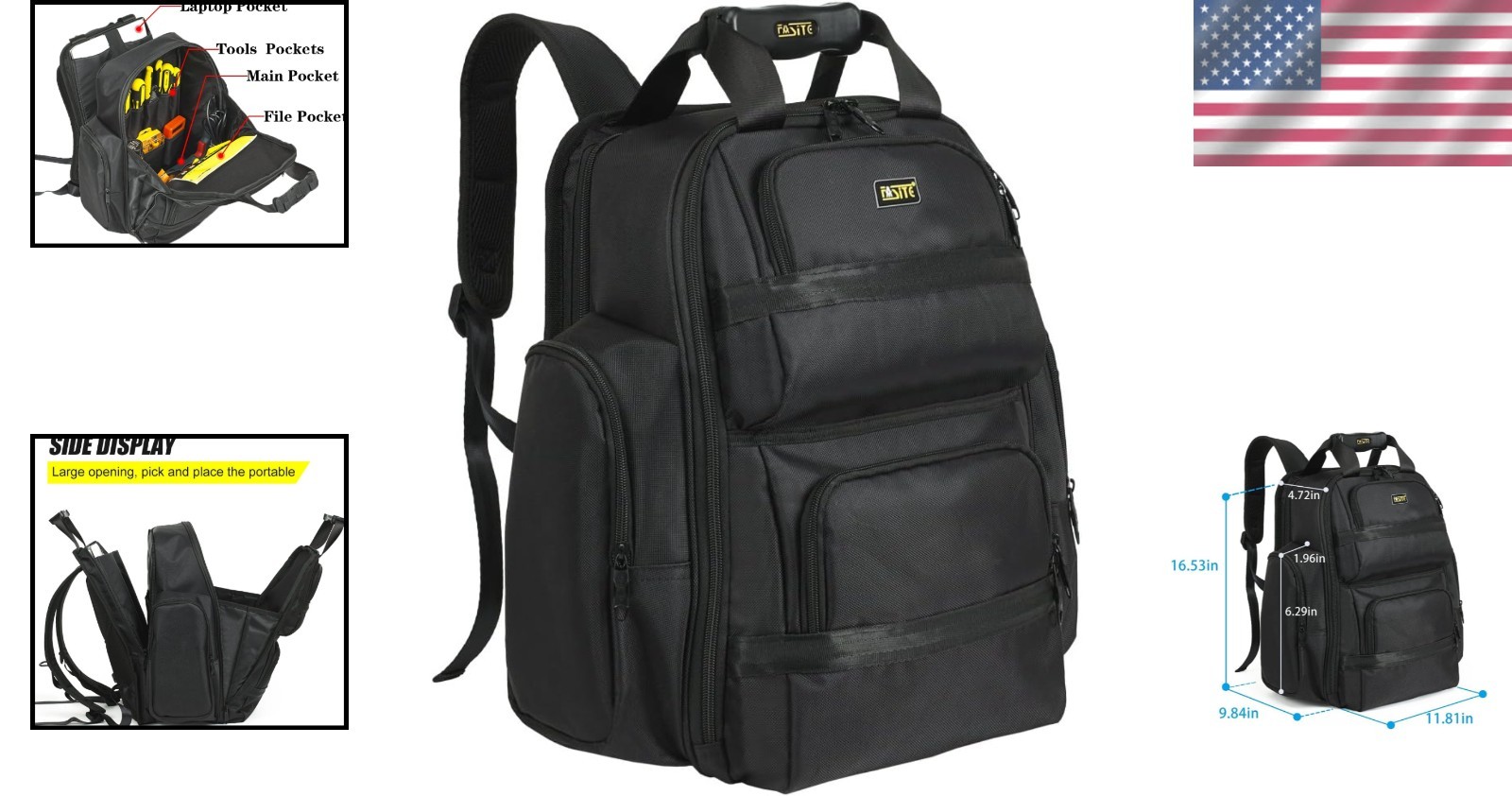 Durable 1680D Polyester Tool Backpack – Perfect for Electricians & Plumbers