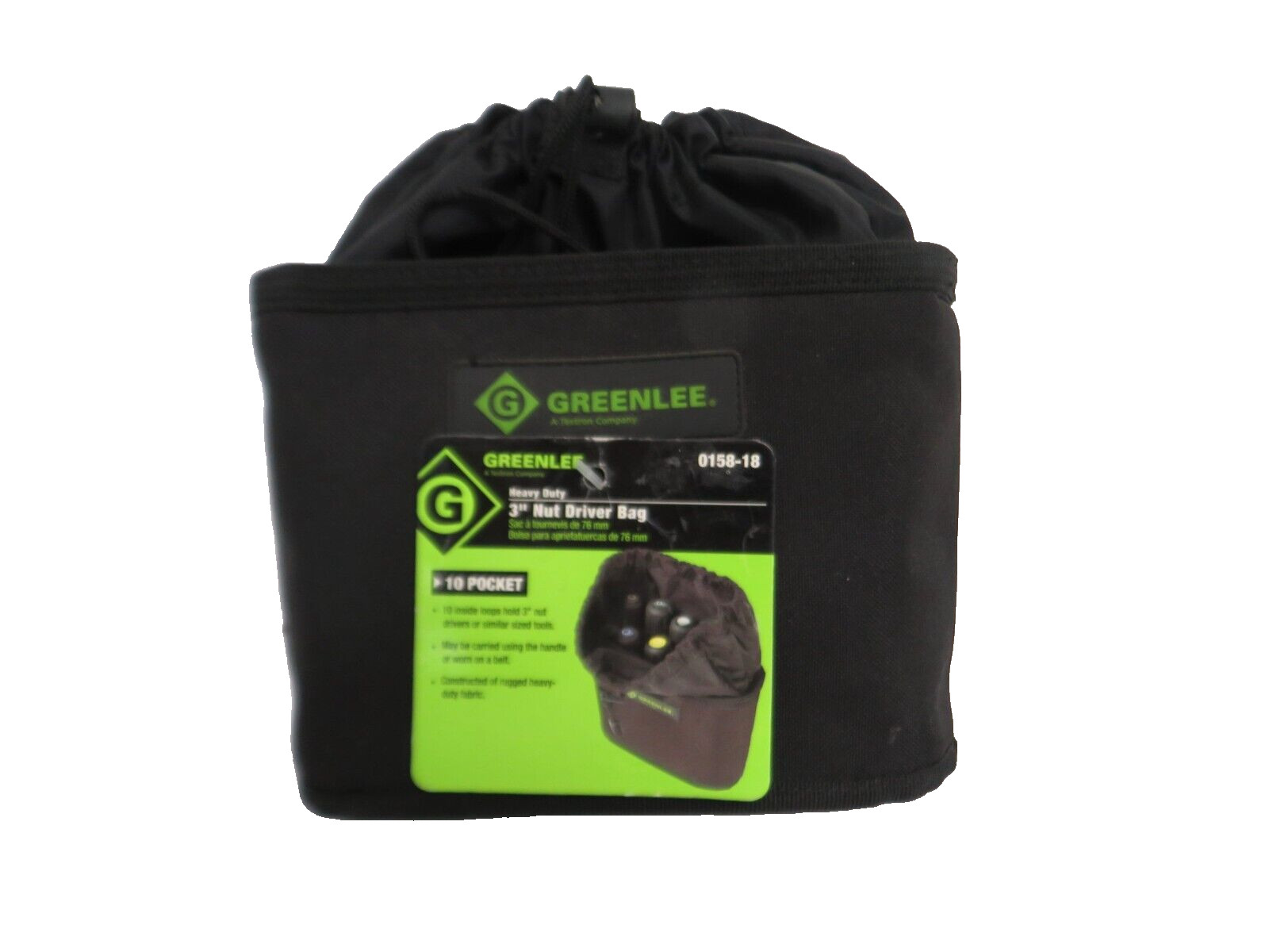Greenlee #0158-18 Heavy Duty Black 10-Pocket Bag