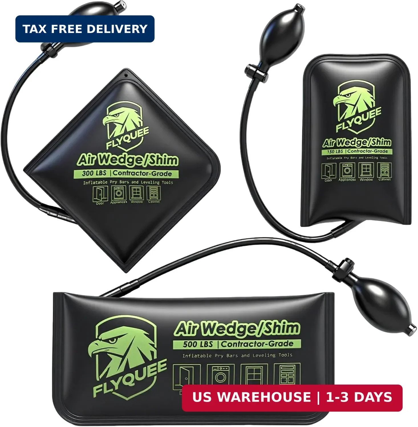 3Pack Commercial Inflatable Air Wedge Pump Tool Air Wedge Bag Pump Air Wedge Pum