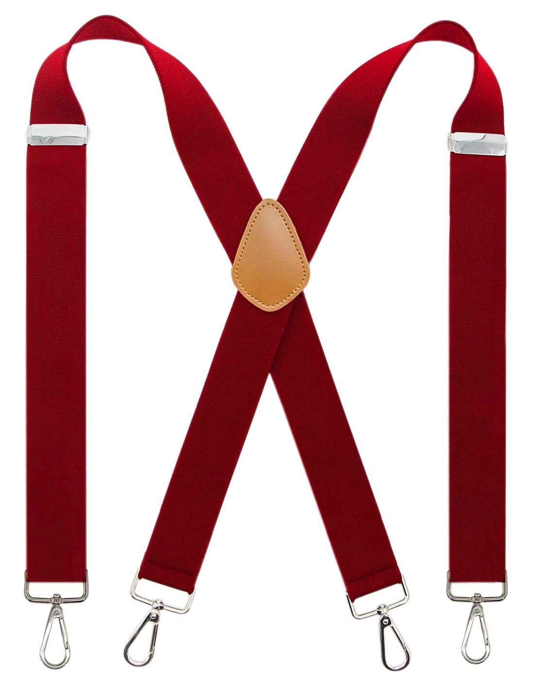 Cedrainy Suspenders For Men 1.4 Inch X Back Wide Suspender One Size, Red