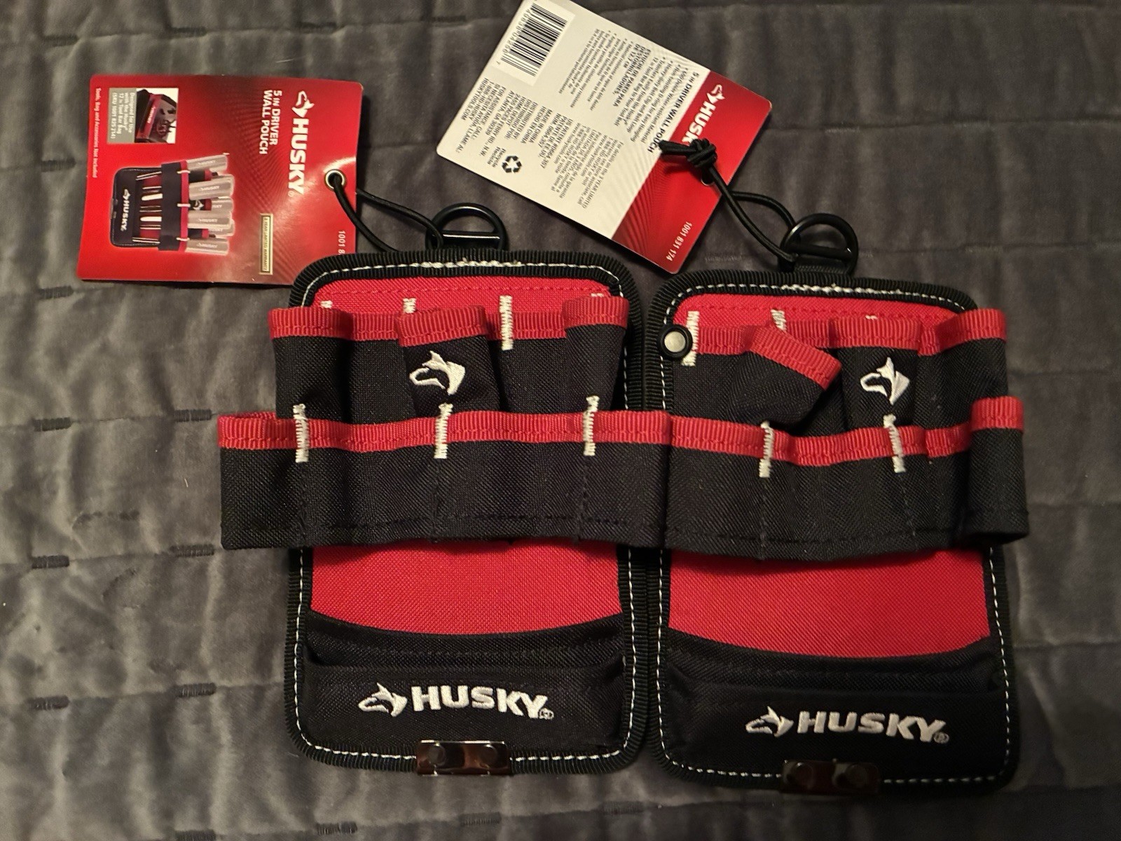 3 New Husky Handyman Clip On Tool Belts Pouch 5″ Red Black Great Gifts Too