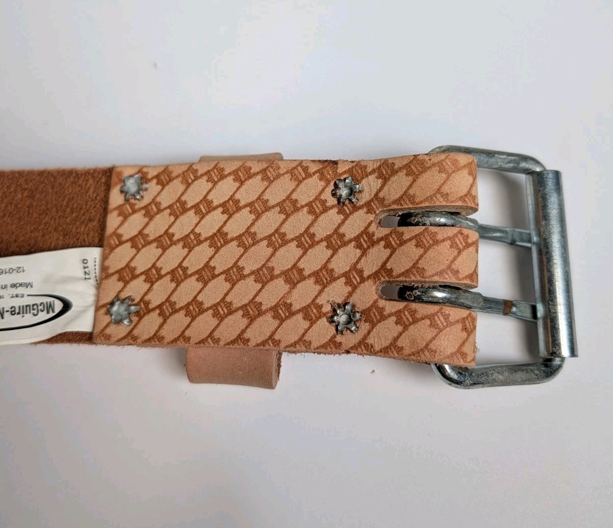 McGuire-Nicholas 2″ Leather Prof Work Belt Tool Belt in Saddle Raw Cow Hide 46”L