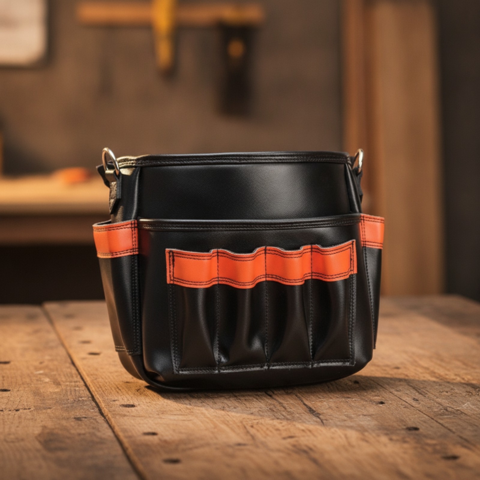 Tool Pouch with Pockets Open-Top Wearable Tool Bag Wipe-Clean