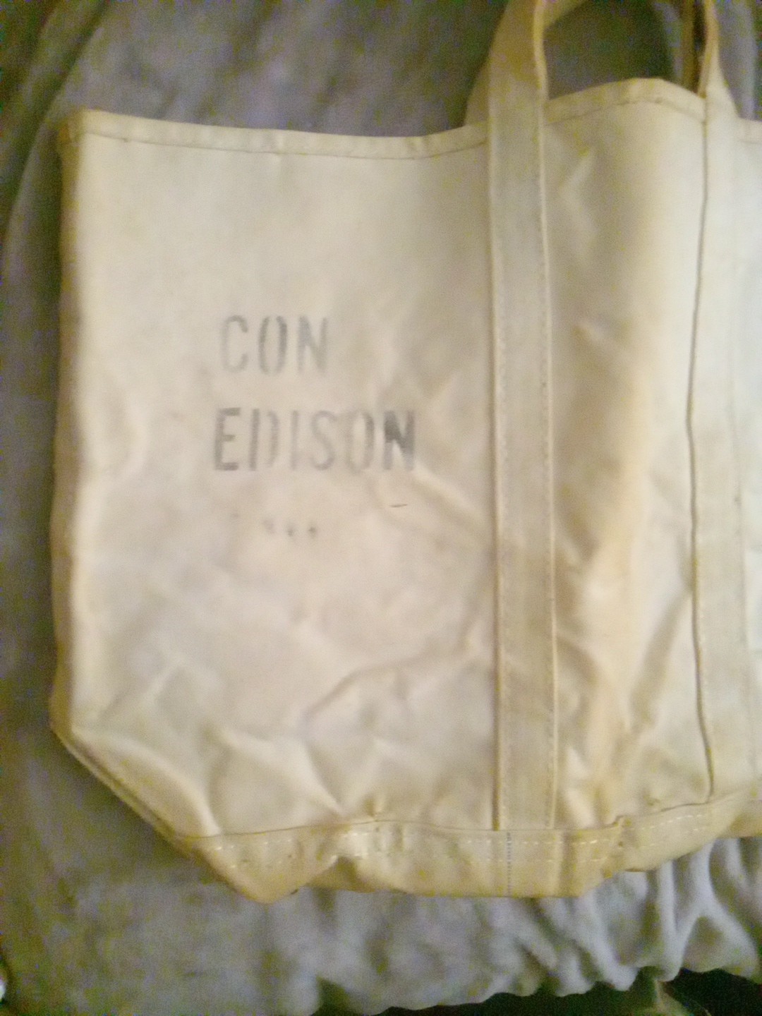 Vintage Con Edison Heavy Canvas Tote Tool Bag White