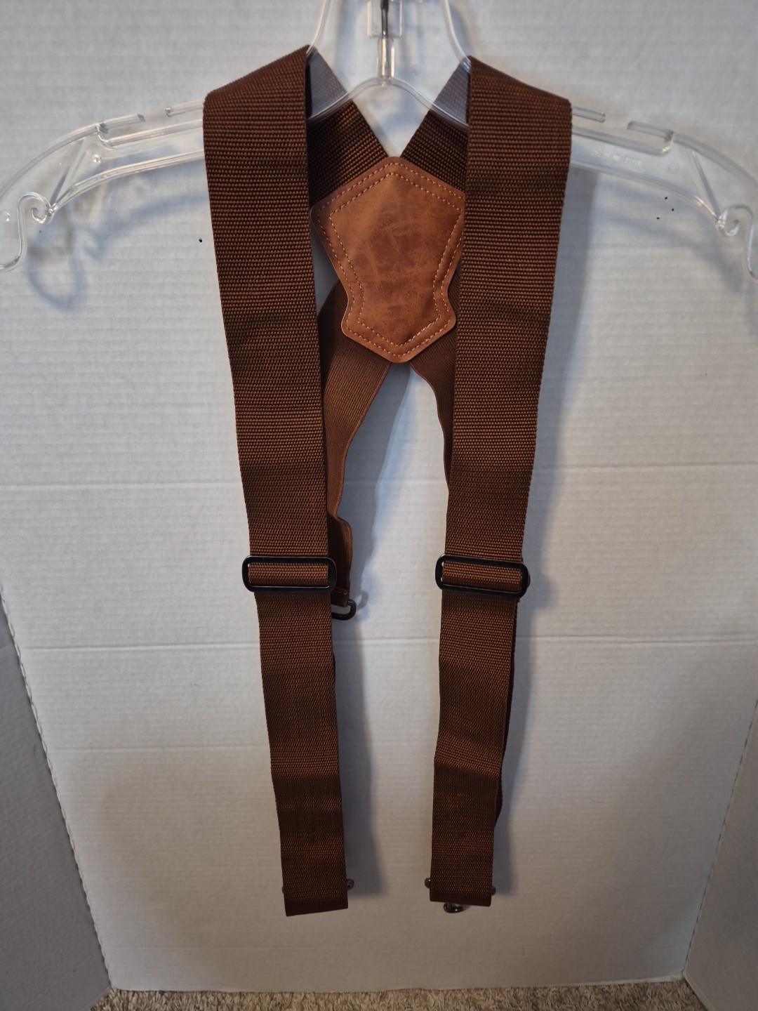 WELKINLAND Brown 2 inch wide suspenders, Heavy duty work suspenders for men