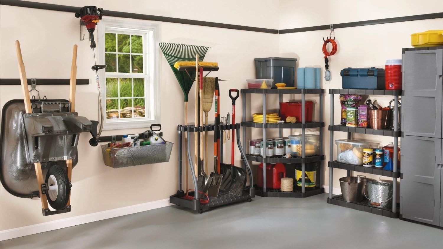 Garage Tool Tower Rack Easy to Assemble Wheeled Organizes up to 40 Long