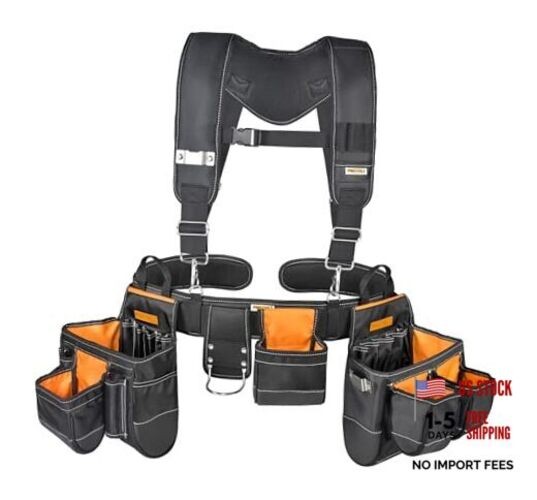 Professional-Piece Tool Belt with Suspender 1680D Fabric Carpenter 7
