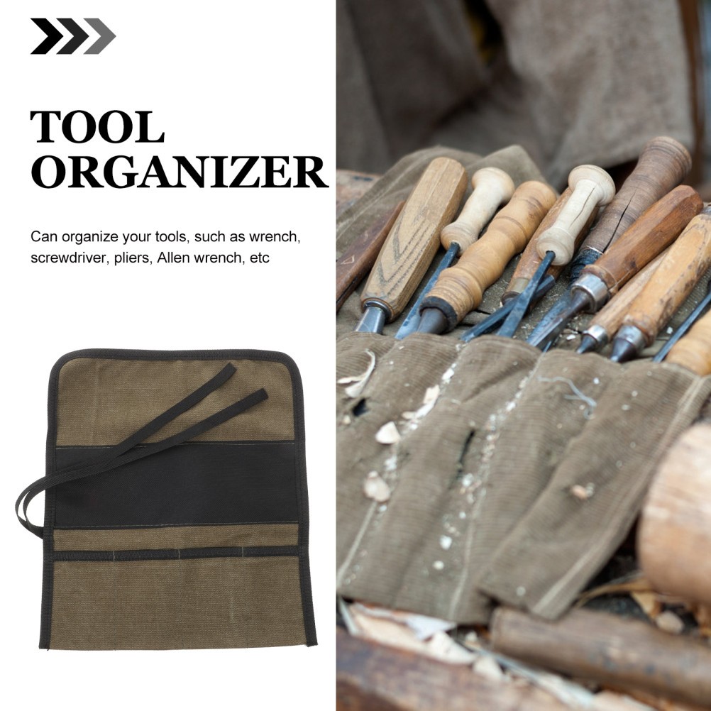 3 PCS Tool Roll Bag Organizer Rollup Hardware Storage Canvas Bags