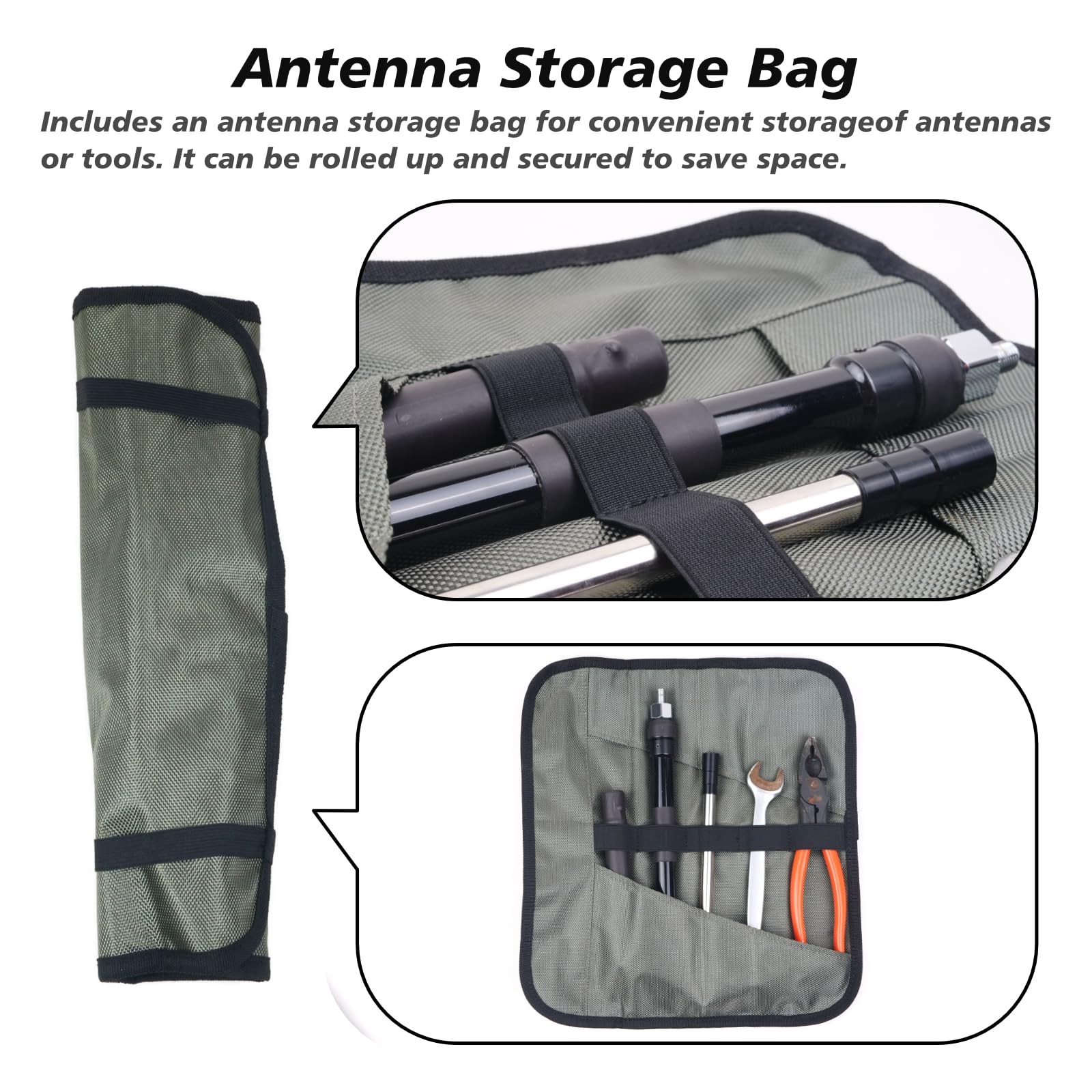 Gabil GR-ARB01 Antenna Roll Bag for Ham Radio – Army Green 1680D Organizer
