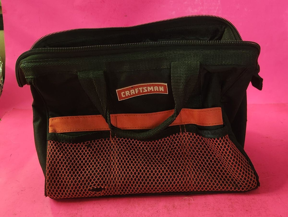 Craftsman 12″ x 8″ Zippered Tool Bag Wide Open Design Reinforced Material 37535