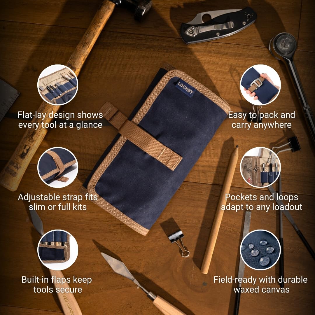 LOCHBY® Art & Electronic Organizer | EDC Roll-Up Tool Bag for Small, Nautical