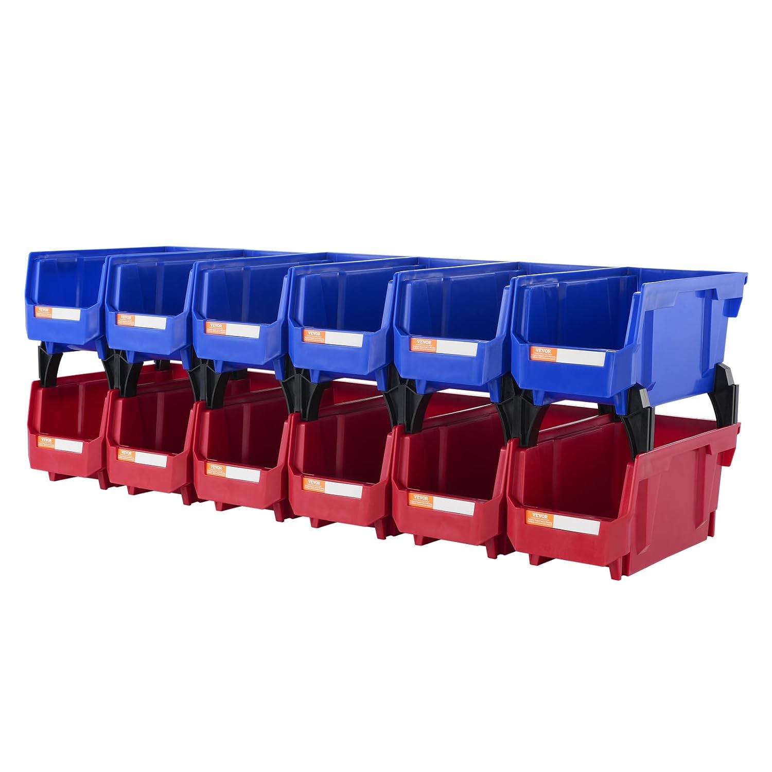 Stackable Plastic Storage Bins 12 Pack Red Blue Hanging Storage Containers 11