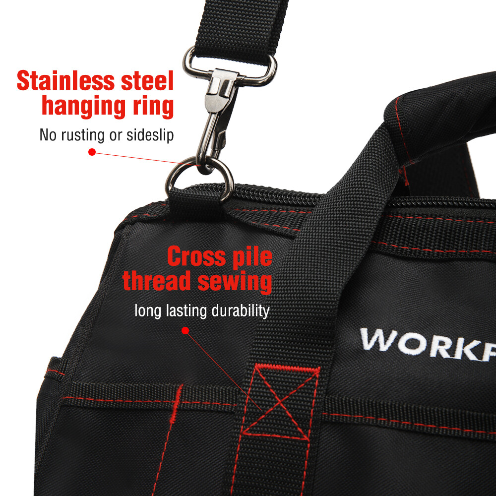 WORKPRO 16-inch Heavy Duty Zipper Tool Bag Wide Mouth Storage Carrying Work Tote