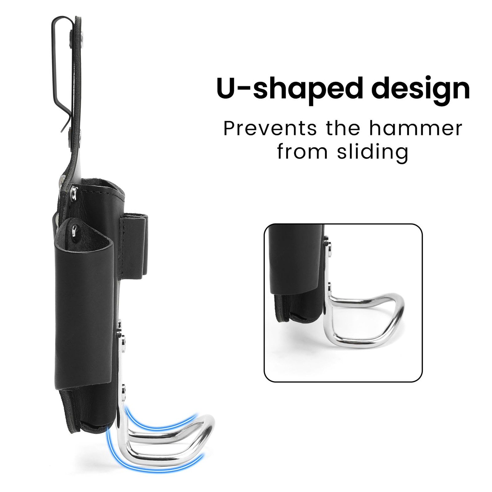 Small Leather Tool Pouch 6 in 1 Top Grain Hammer Loop Belt Holster Heavy Duty