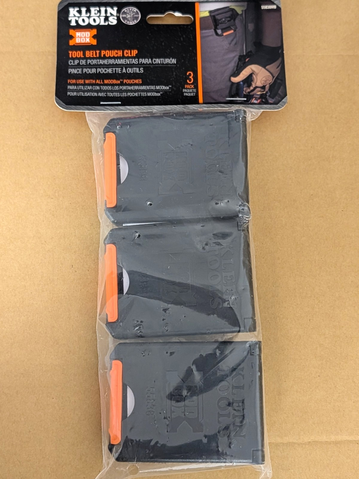 NEW Klein Tools 55838MB MODbox Tool Belt Pouch Clips, 3-Pack- Free Ship