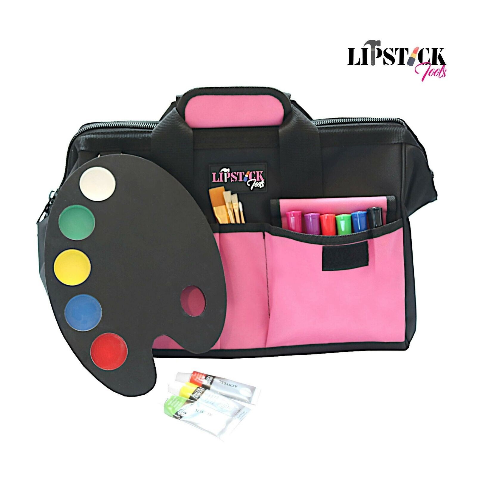 LipStick Tools 18-Inch Multi-Purpose Zip-Top Pink Storage Wide Mouth Tool Bag…