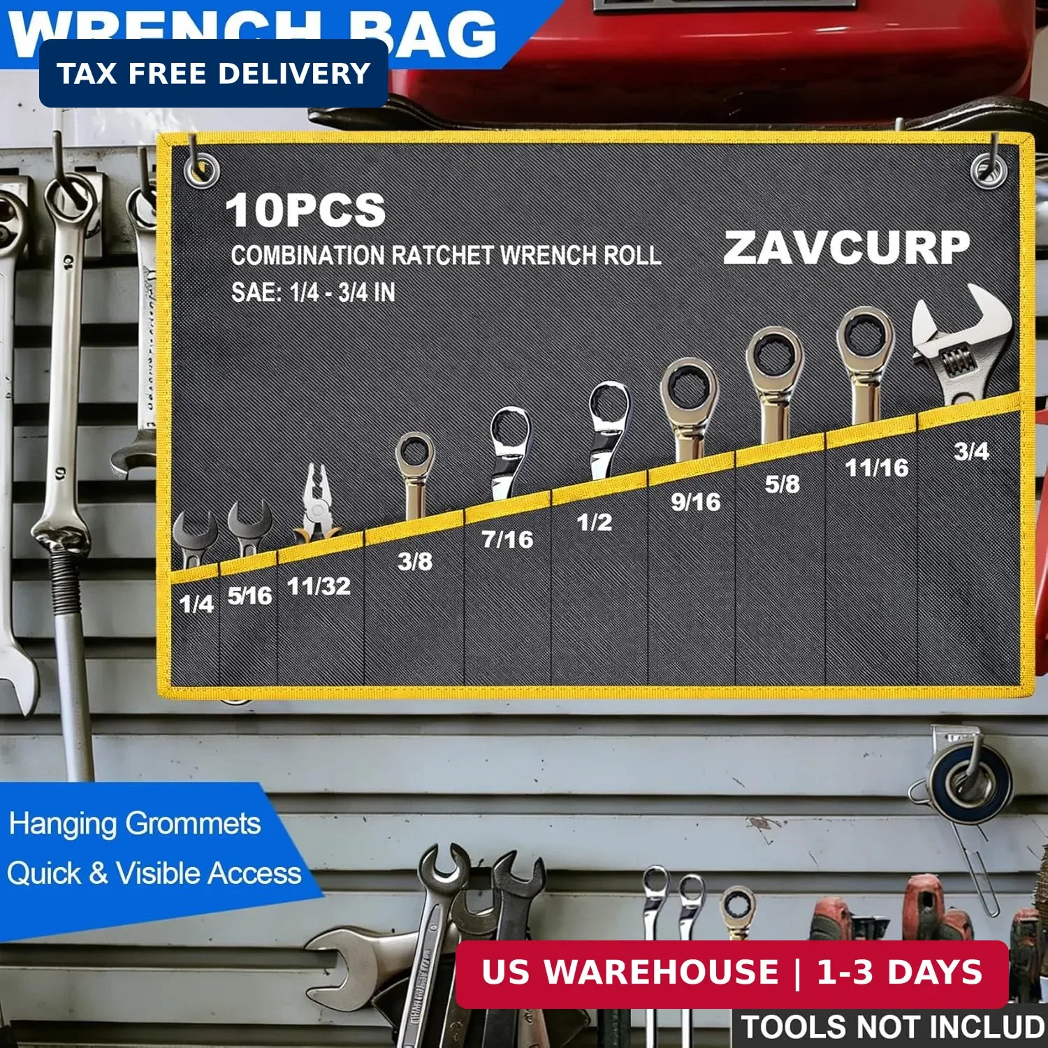 2PCS Wrench Roll Organizer Wrench Roll Up Pouch Heavy-Duty Tool Bag With Labeled