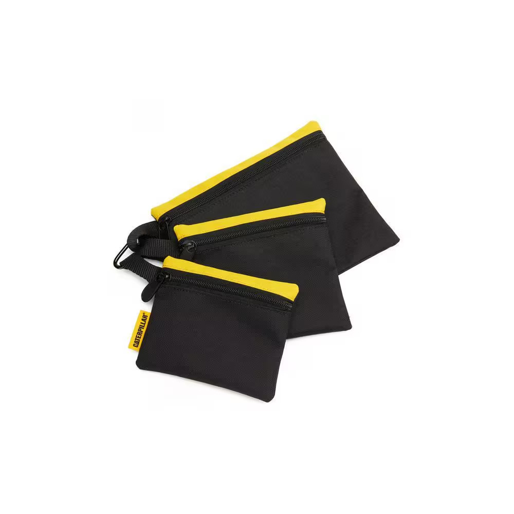 Tool Storage, 8 In. 3 Pockets, Black and Yellow, 600-D Polyester, Document Bag,