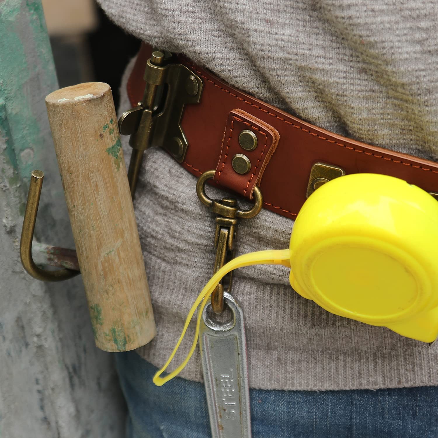 Adjustable Tool Belt Hanging Hooks Hammer Hatchet Holder Tape Measure Drill H…