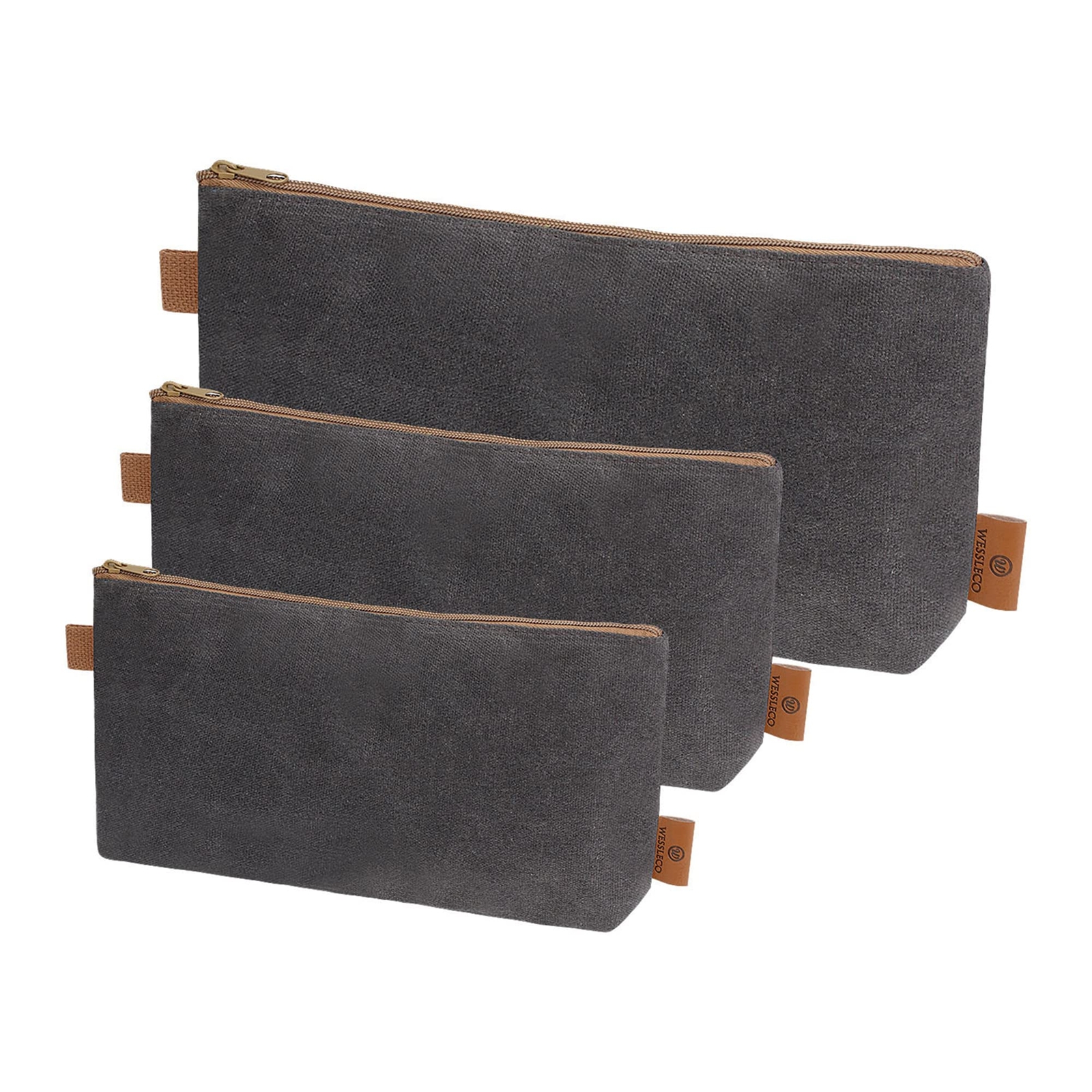 Canvas Zipper Pouch 3 Pack Small Tool Pouch Organizer Heavy Duty 16oz Waxed Canv