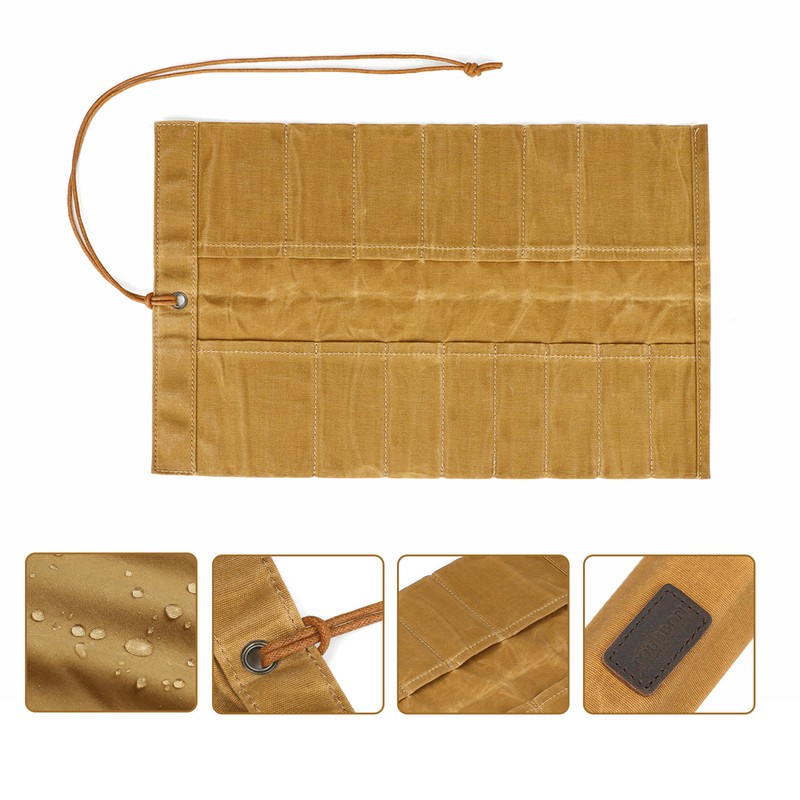Tourbon Tools Pouch Roll Up Organizer Compact Carving Knife Holder Brown Durable