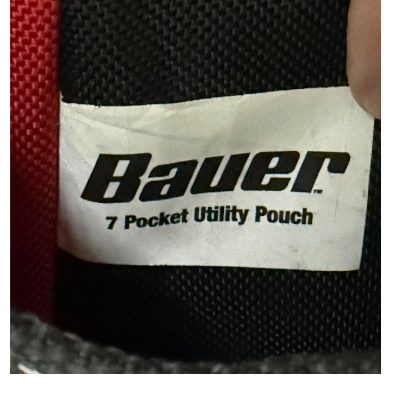 Bauer 7 Pocket Utility Pouch Tool Bag Belt Clip Black Red Polyester 58821