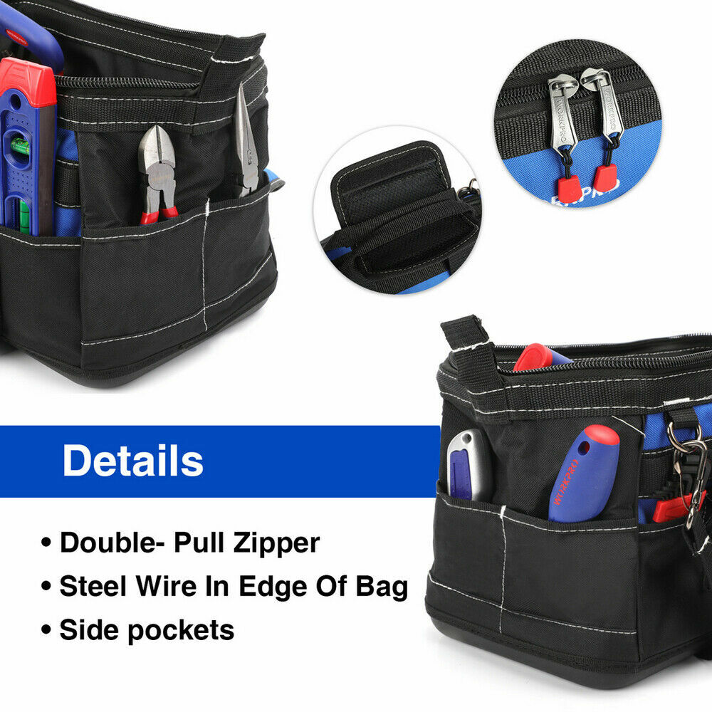 WORKPRO Durable Tool Bag 16 inch Wide Mouth Waterproof Heavy Duty Tool Storage