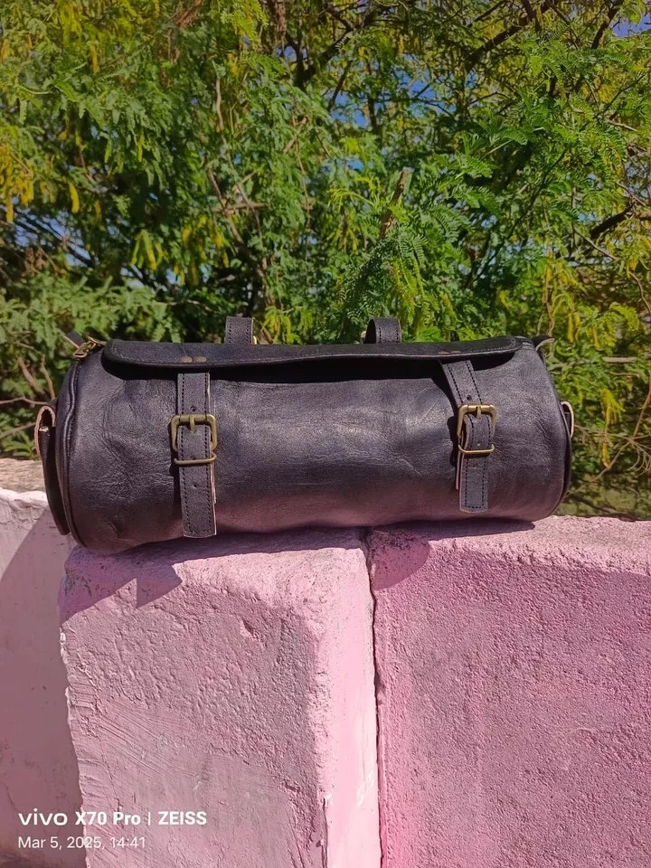 Motorcycle Bag Buckle Closure Best Strap Quality Pouch Vintage Tool Fork Leather