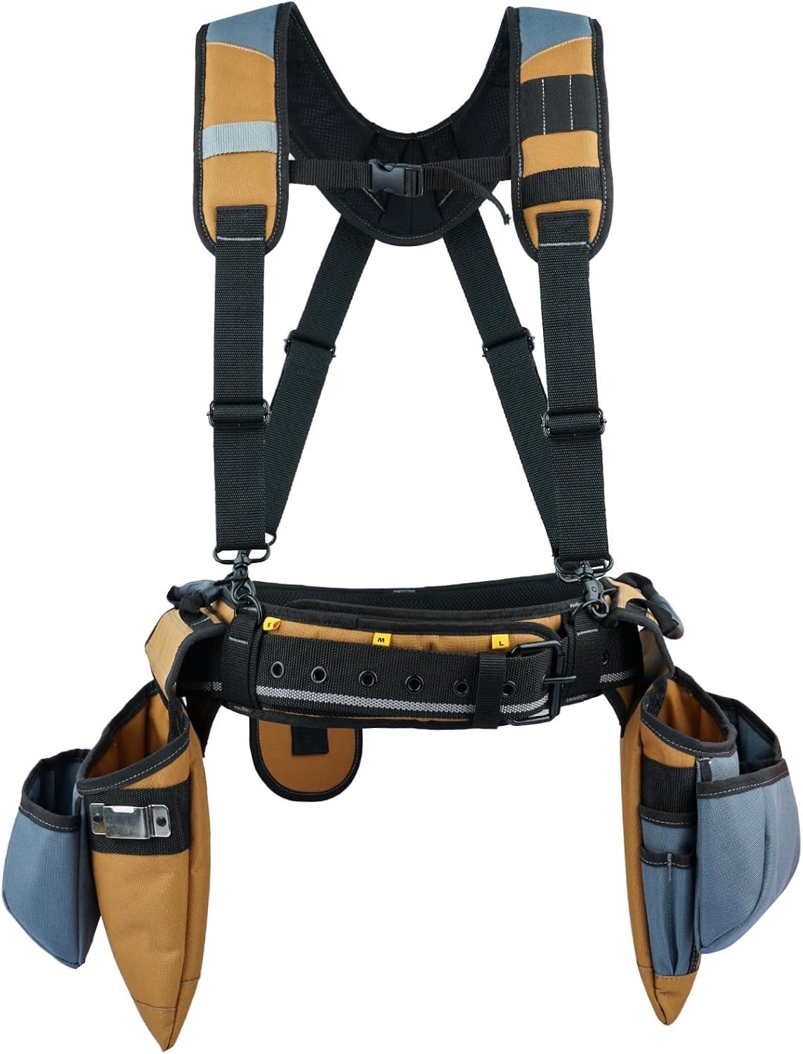Durable Adjustable Carpenter Tool Rig – Khaki Belt with 6 Pockets (Up to 50 in)