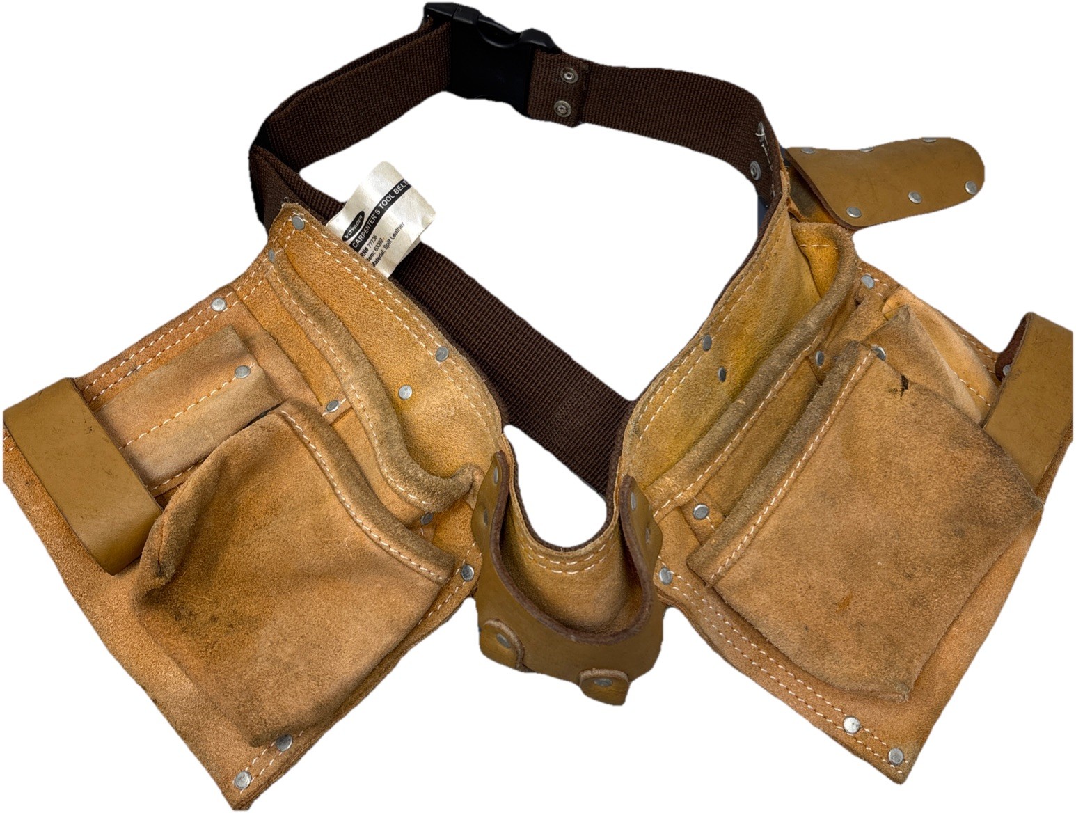 Voyager 63392 Split Leather Carpenter’s Adjustable Tool Belt Tan Riveted