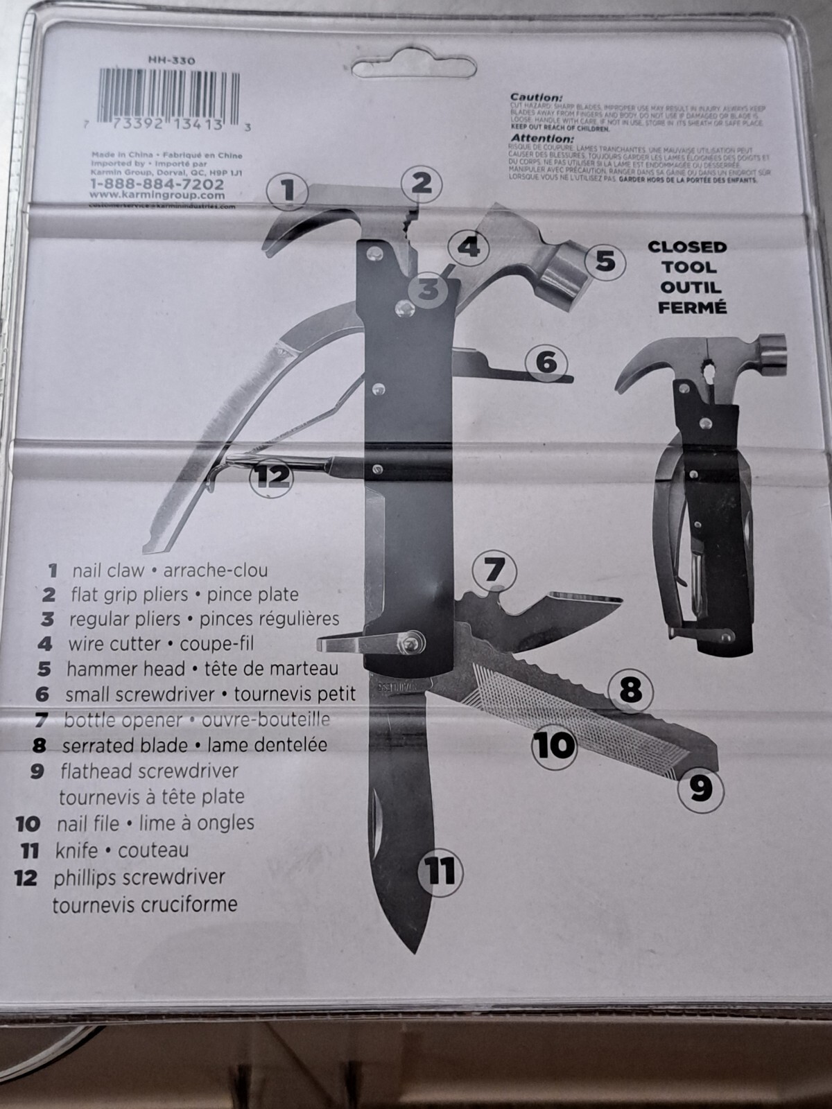 WorkCrew High Performance Stainless Steel Multi-tool Kit 12-in-1 W/Pouch