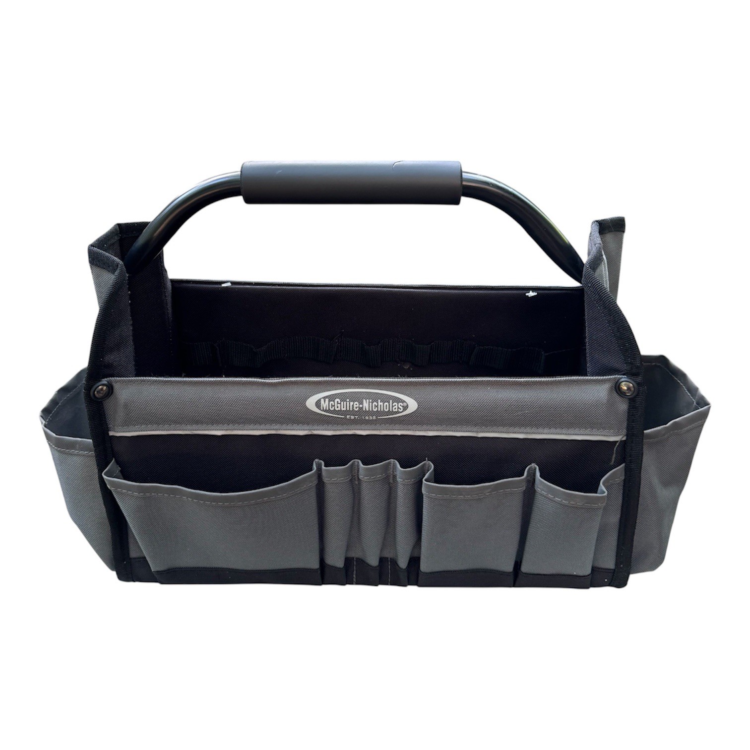 McGuire-Nicholas 15” Black Gray Fabric Tool Tote With Handle Multiple Pockets
