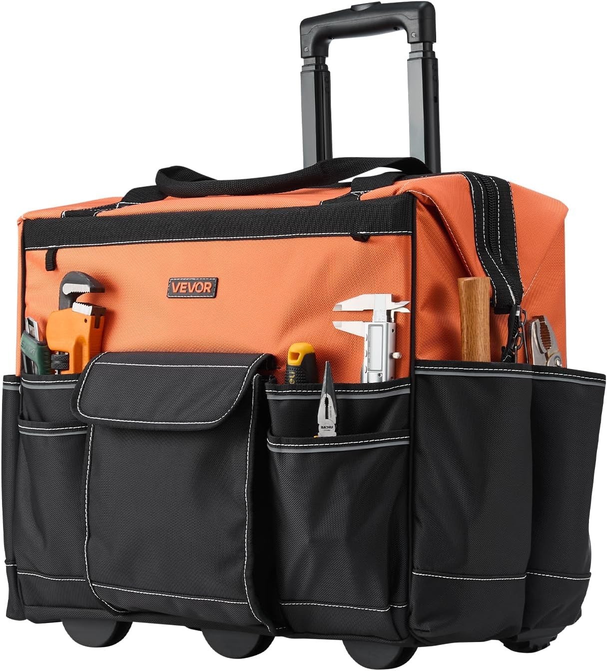 Heavy Duty 20″ Tool Bag on Wheels: 110 lbs Load, 27 Pocket Organizer