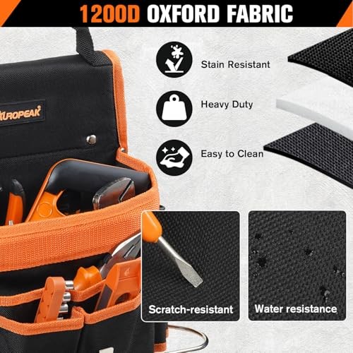 Tool Belt Pouch, 22 Pockets with Hammer Loops & Tape Clip | Durable Nylon