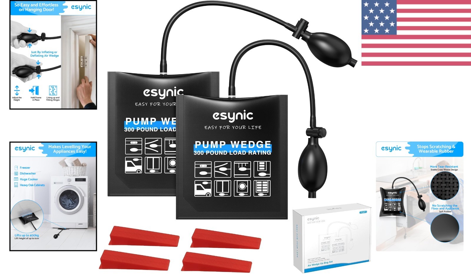 Professional 2 Pack Air Wedge Bag Kit – 300lbs with 4 Wedges Included